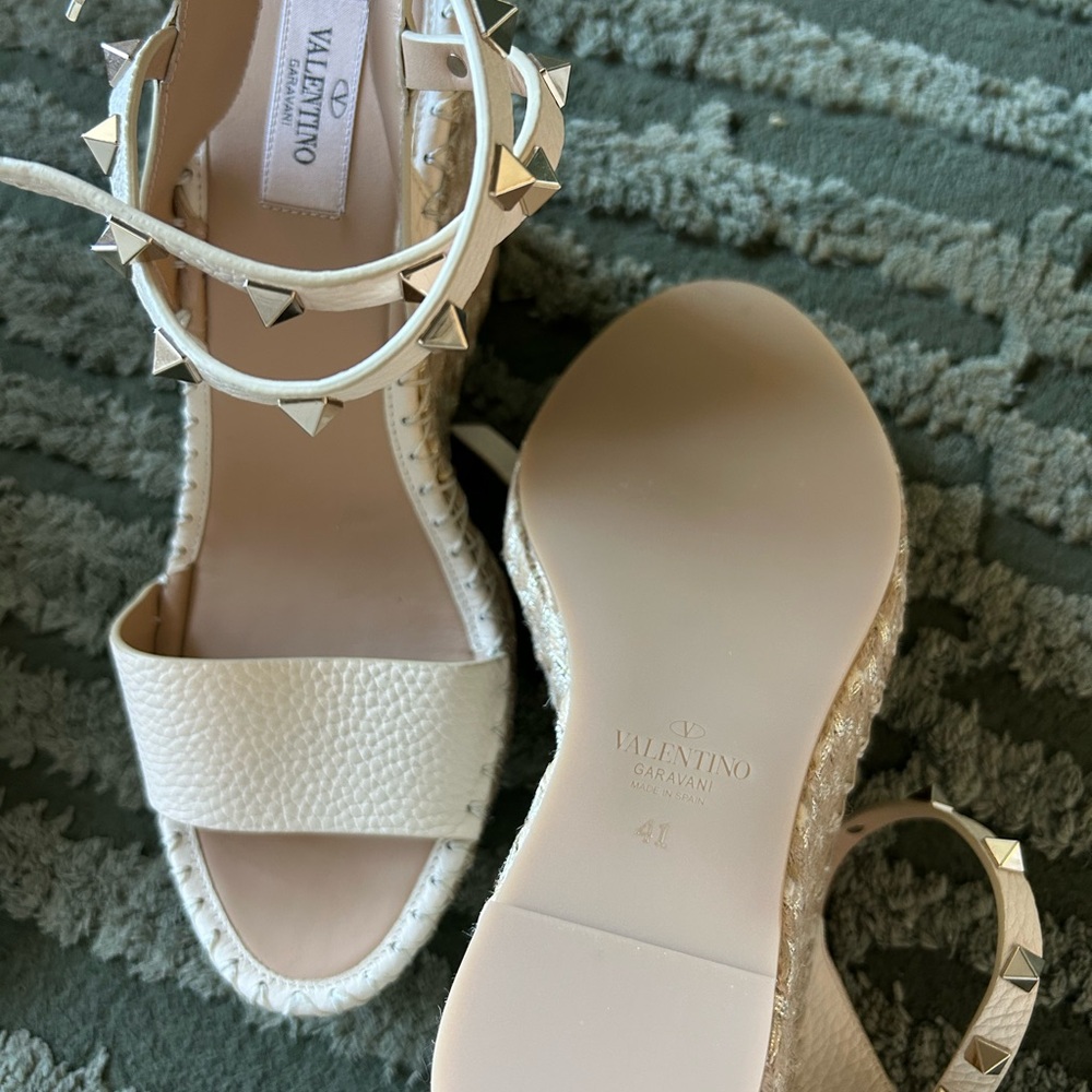 Valentino Garavani Cream Studded Wedges never worn!